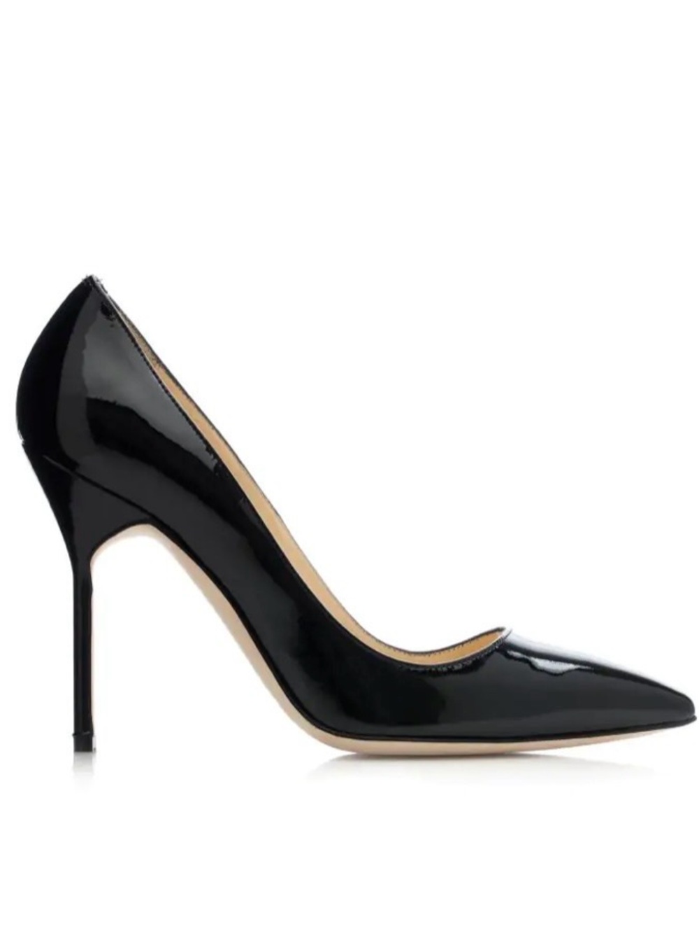 Manolo Blahnik BB Patent Leather Pointed Toe Pump 38.5